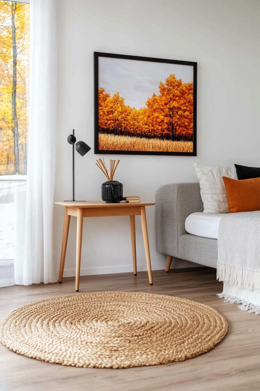 Clean, minimalist living room with purposeful decor