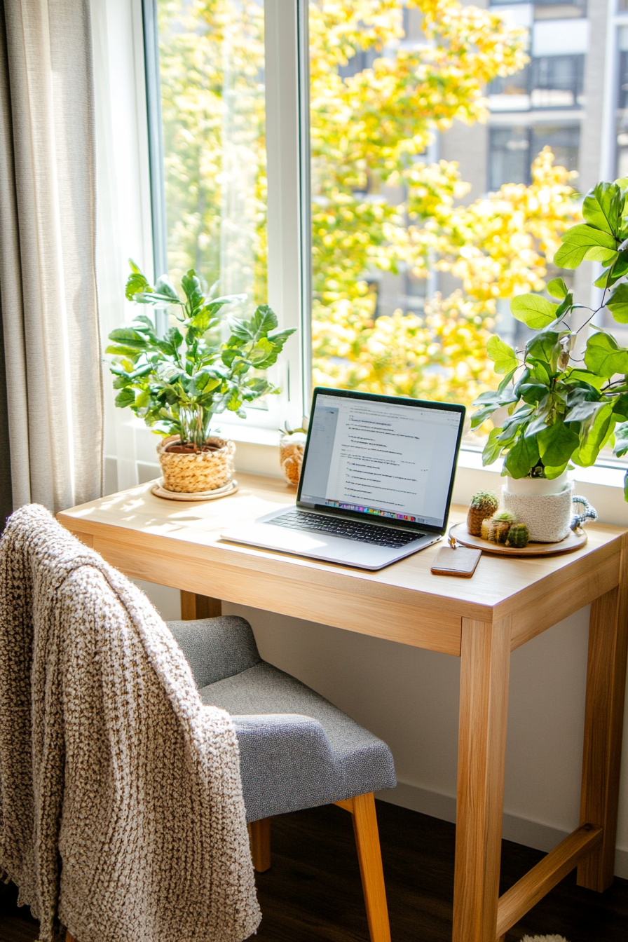 Bright window-side desk with natural light