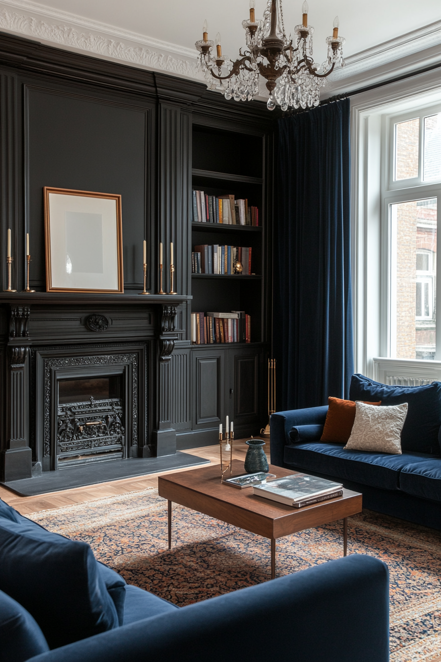 Wrought iron chandeliers and staircase details for Gothic charm