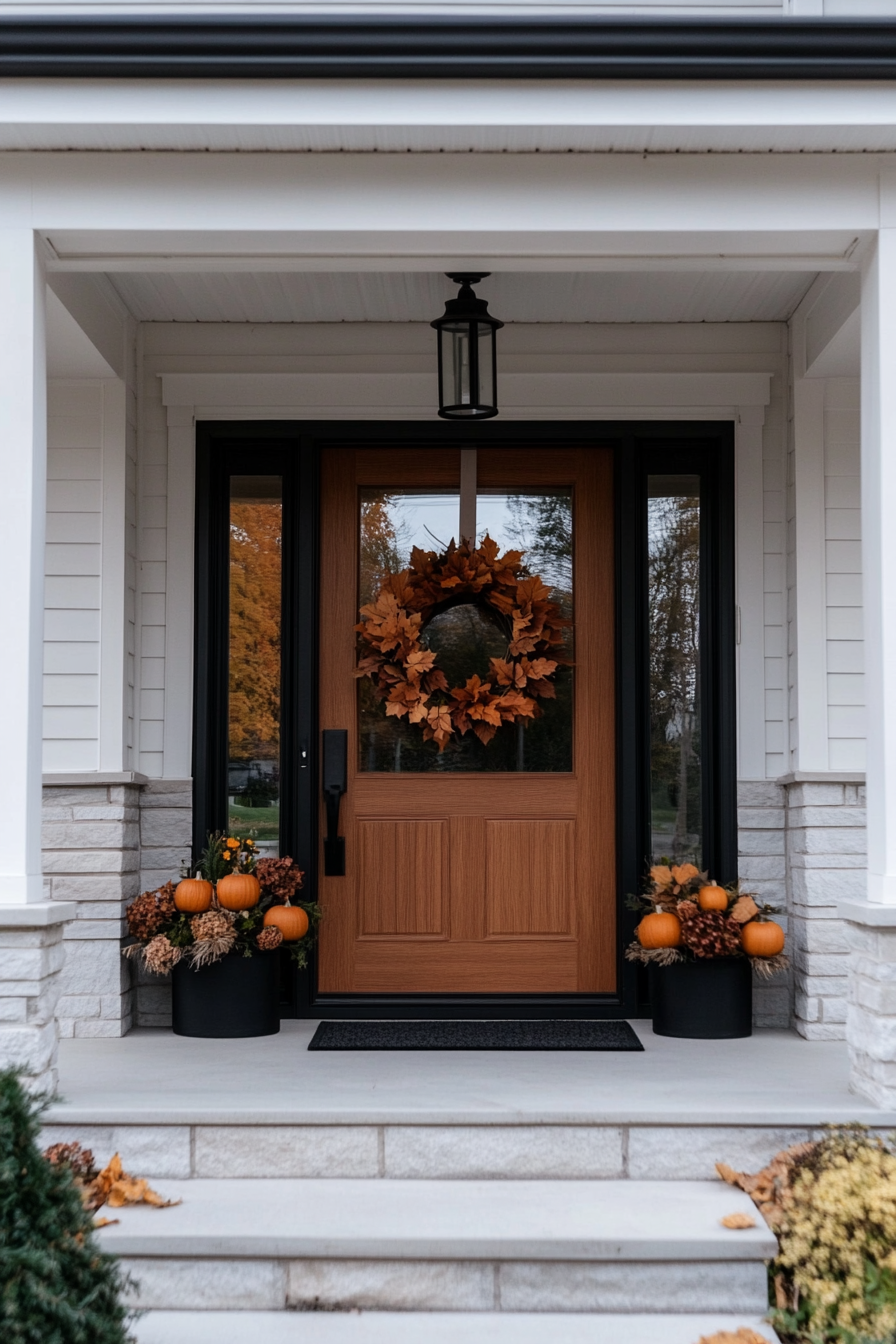 Eucalyptus and wheat sprig wreath for fall door decor