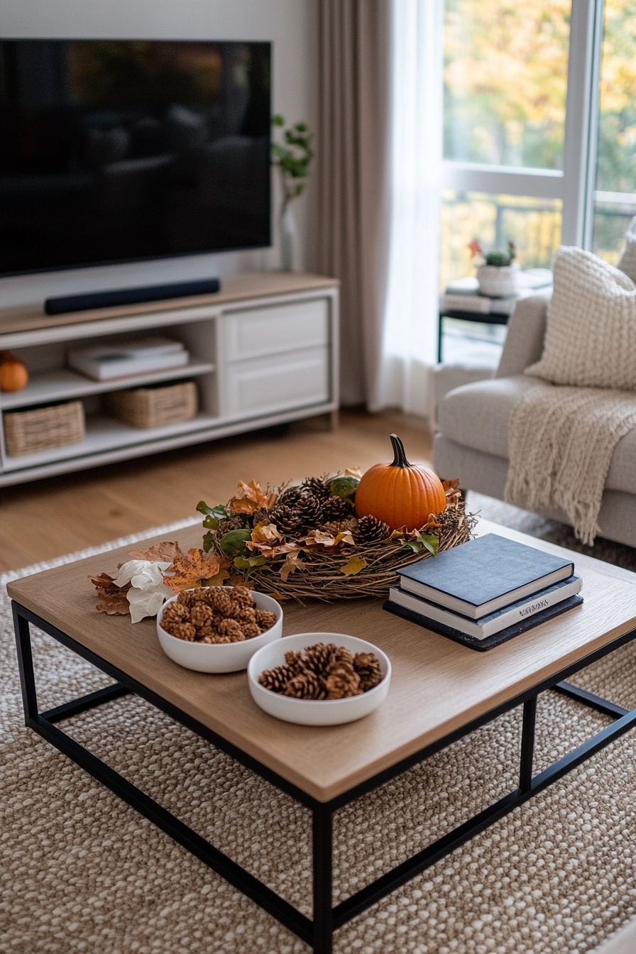 Budget-friendly fall decor with natural elements and thrift finds