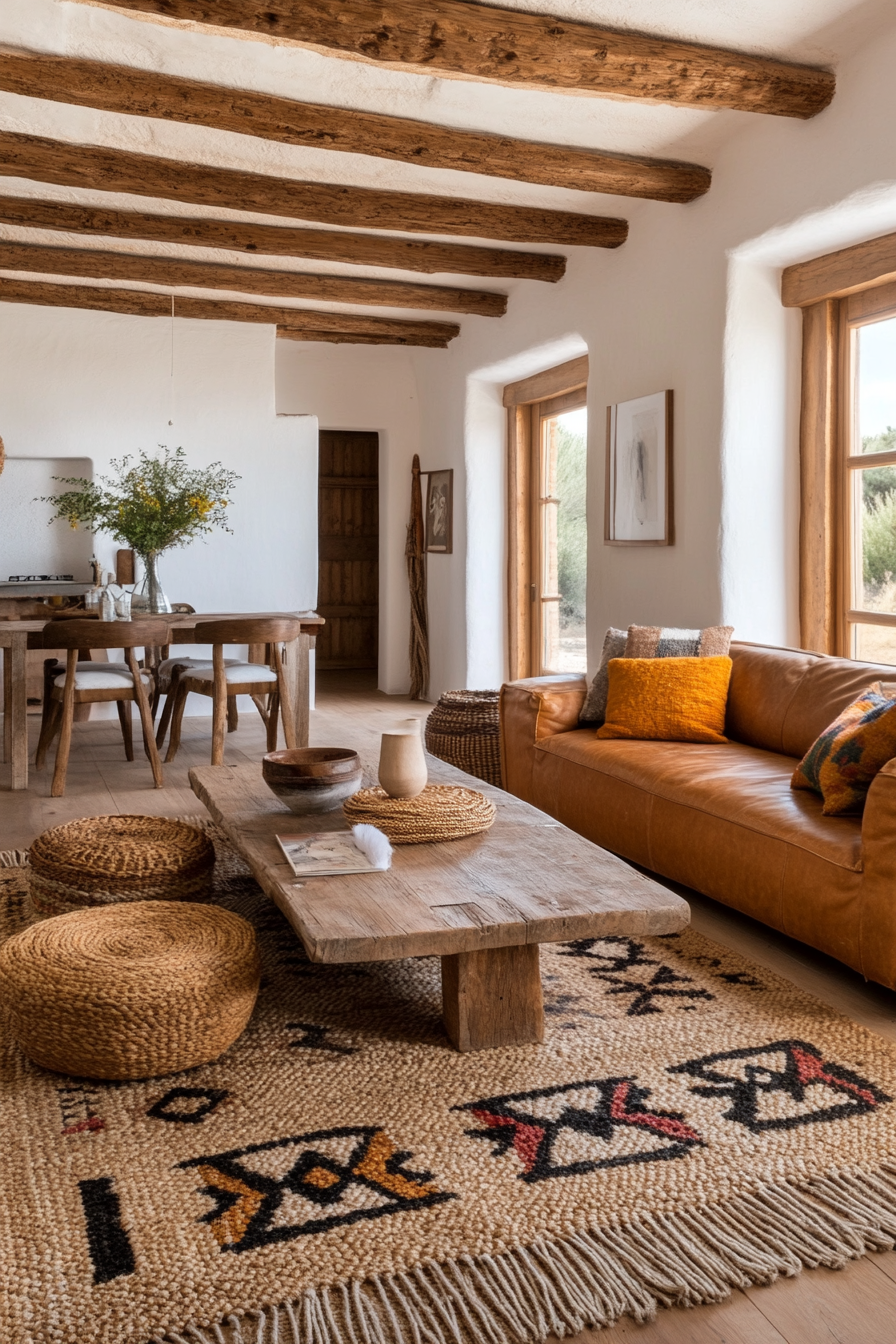 Mexican woven rugs with bold patterns and vibrant colors.