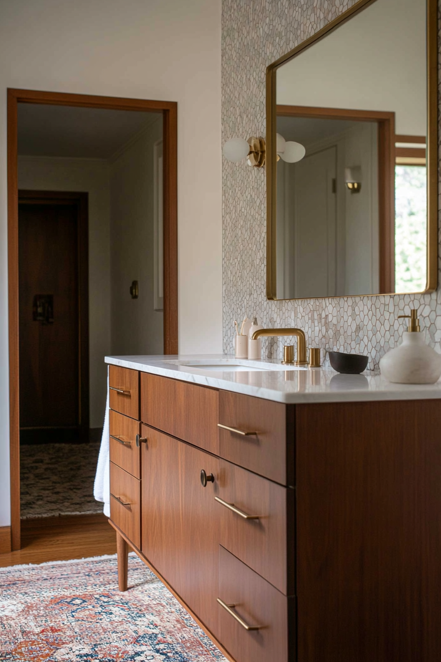 Simple floating vanities with sleek design elements