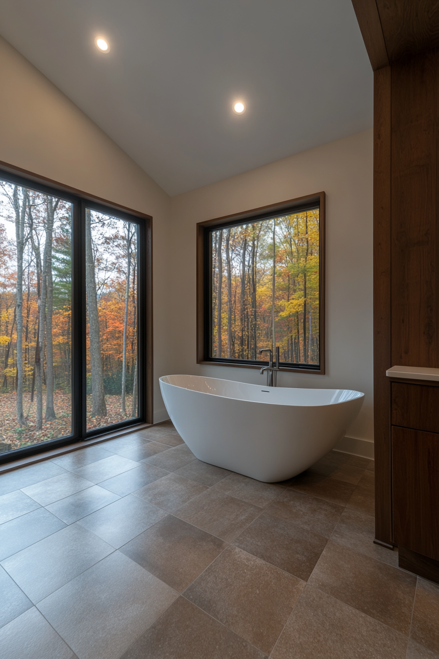 Freestanding bathtubs with curved or rectangular silhouettes
