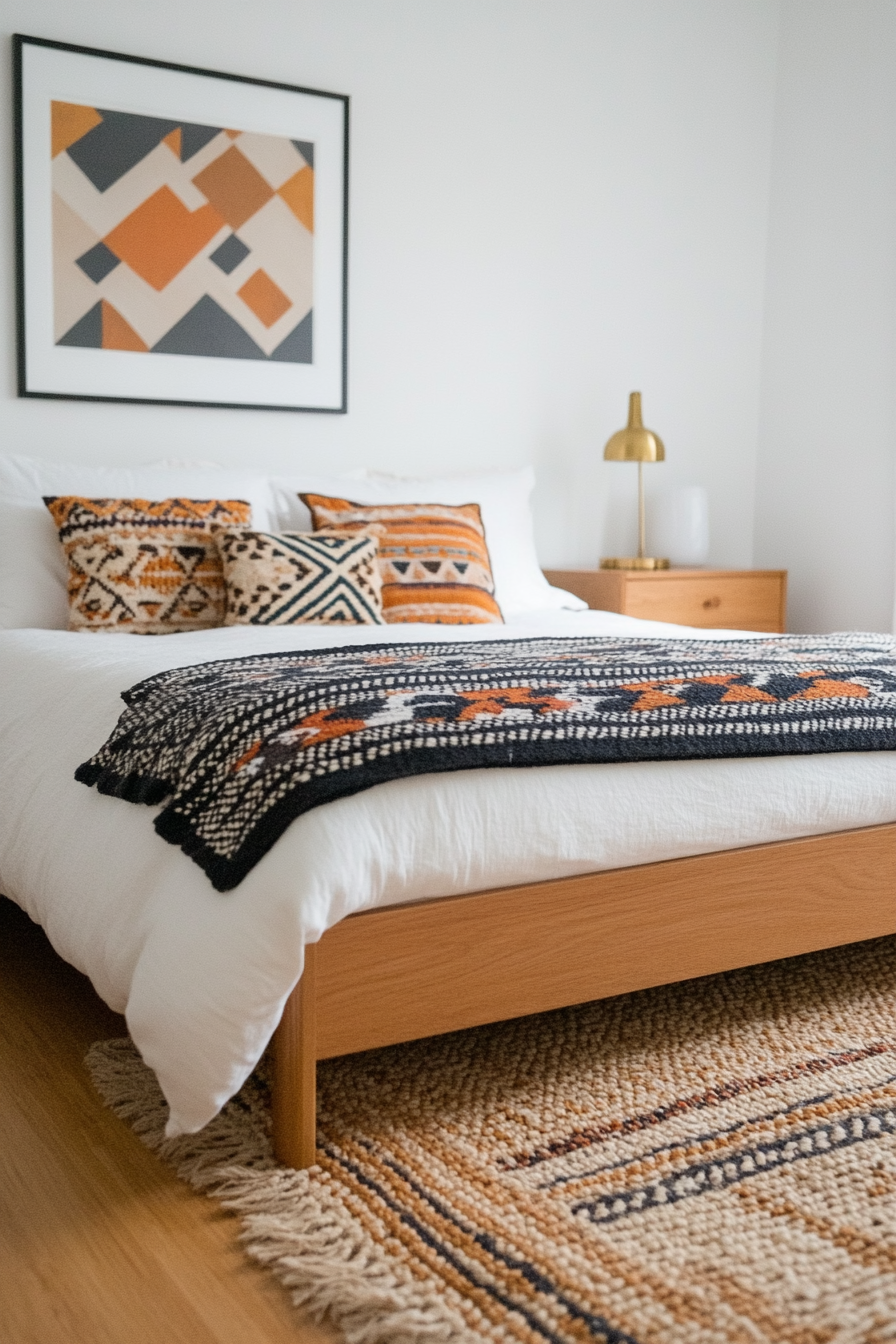 Thrifted and repurposed furniture bring mid-century style to this budget bedroom.