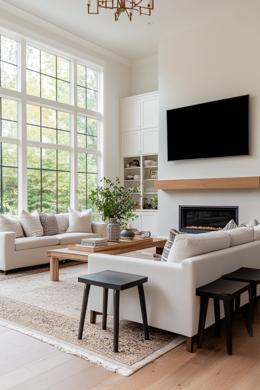 Chic coastal living room with refined decor and beach-inspired accessories