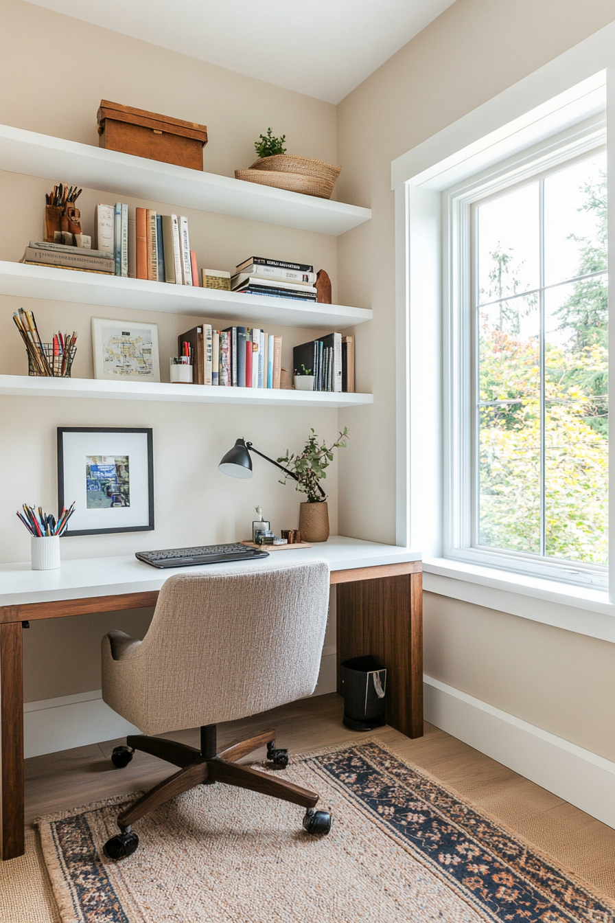 Floating shelves with neatly arranged decor