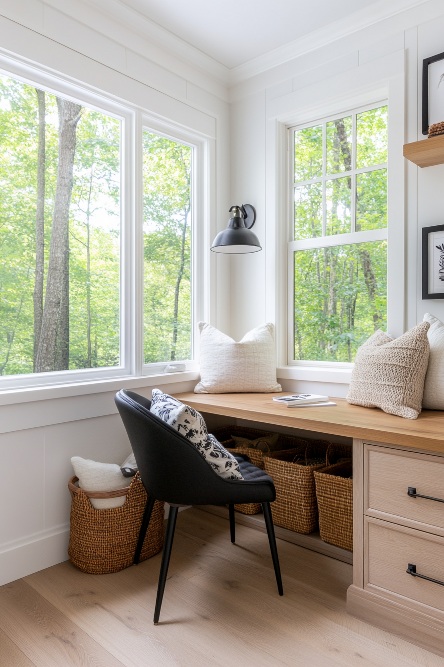 Storage ottoman doubling as office seating
