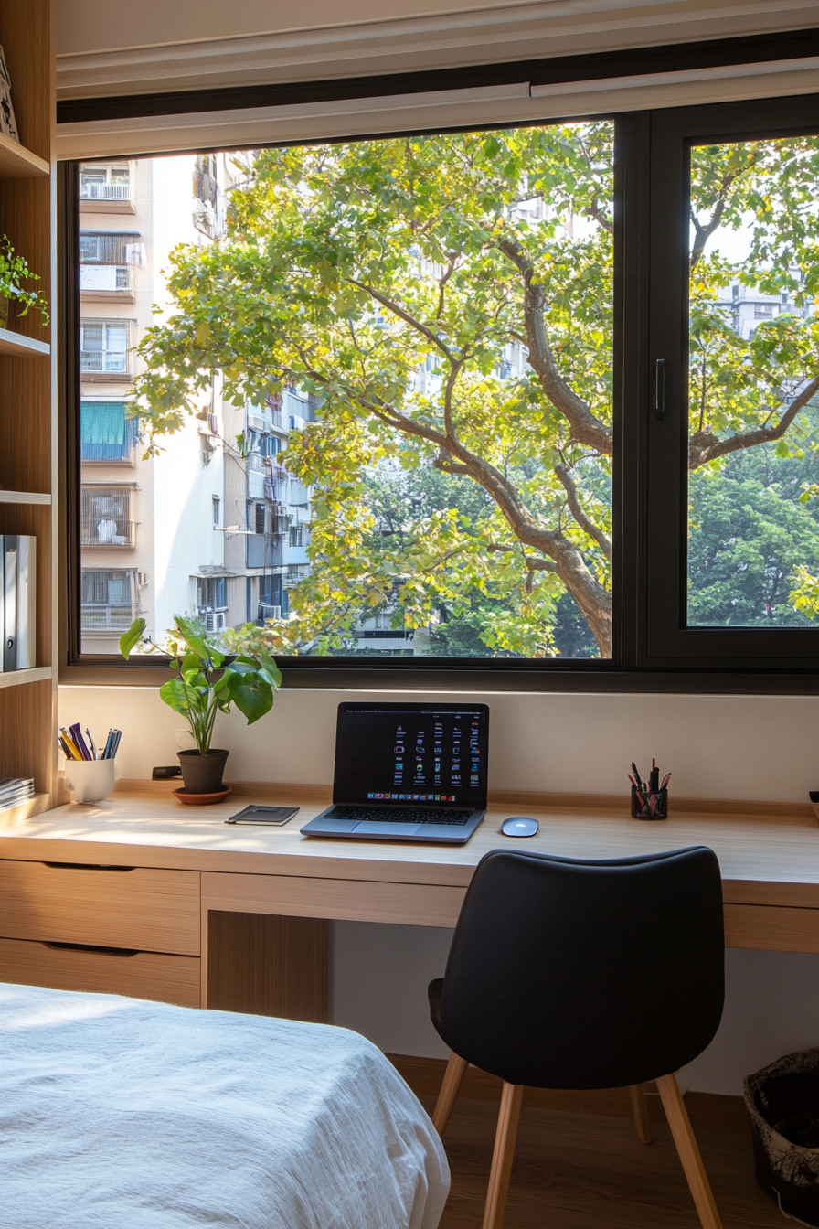 Shelving units doubling as room dividers save space