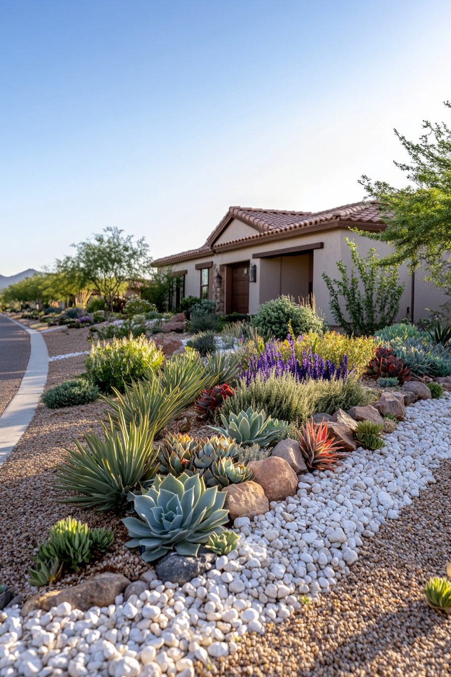 Succulents and rocks used together in a desert-style garden.