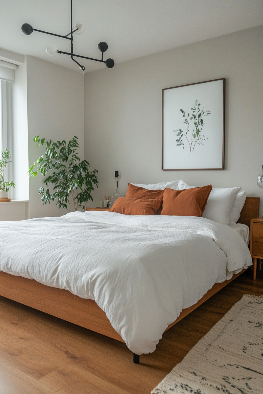 Clean lines and neutral tones in a minimalist small bedroom