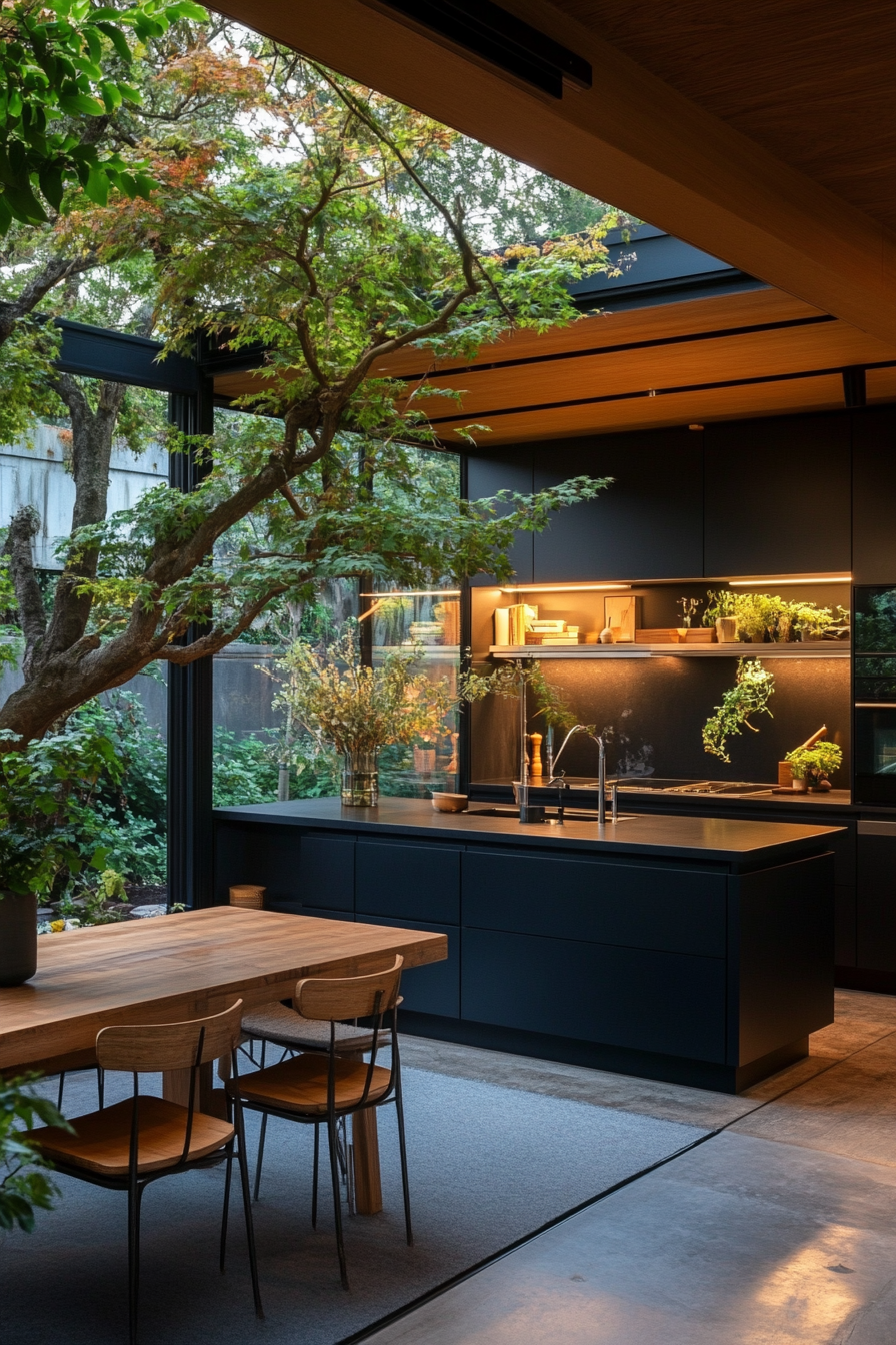 Budget-friendly Zen-inspired black kitchen idea