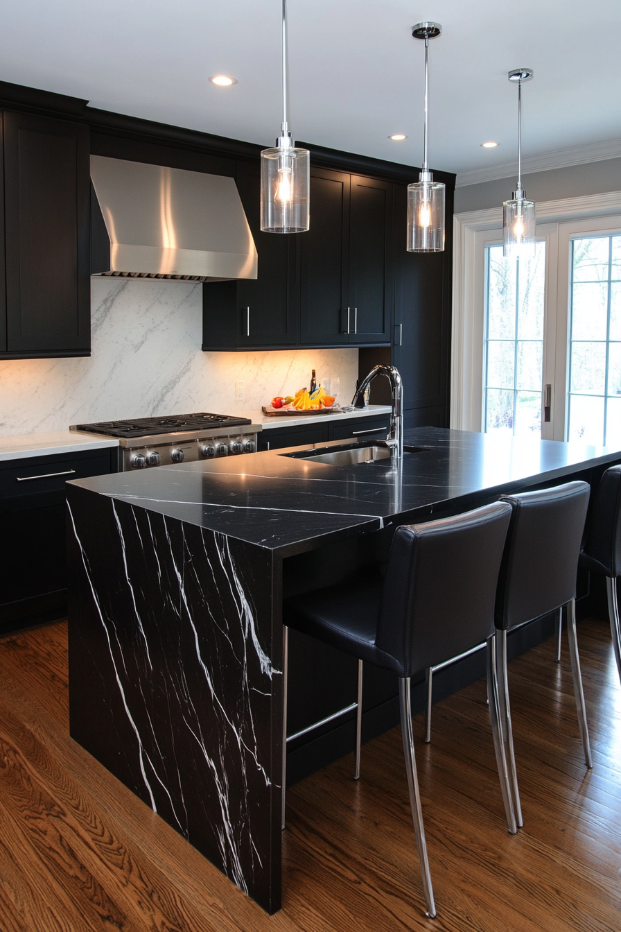 Affordable black marble look using laminate