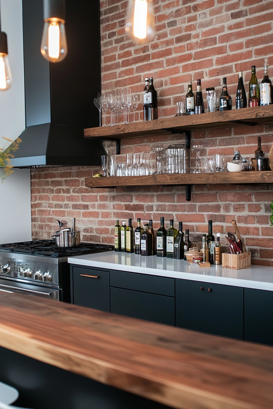 Industrial black kitchen with metal and wood elements