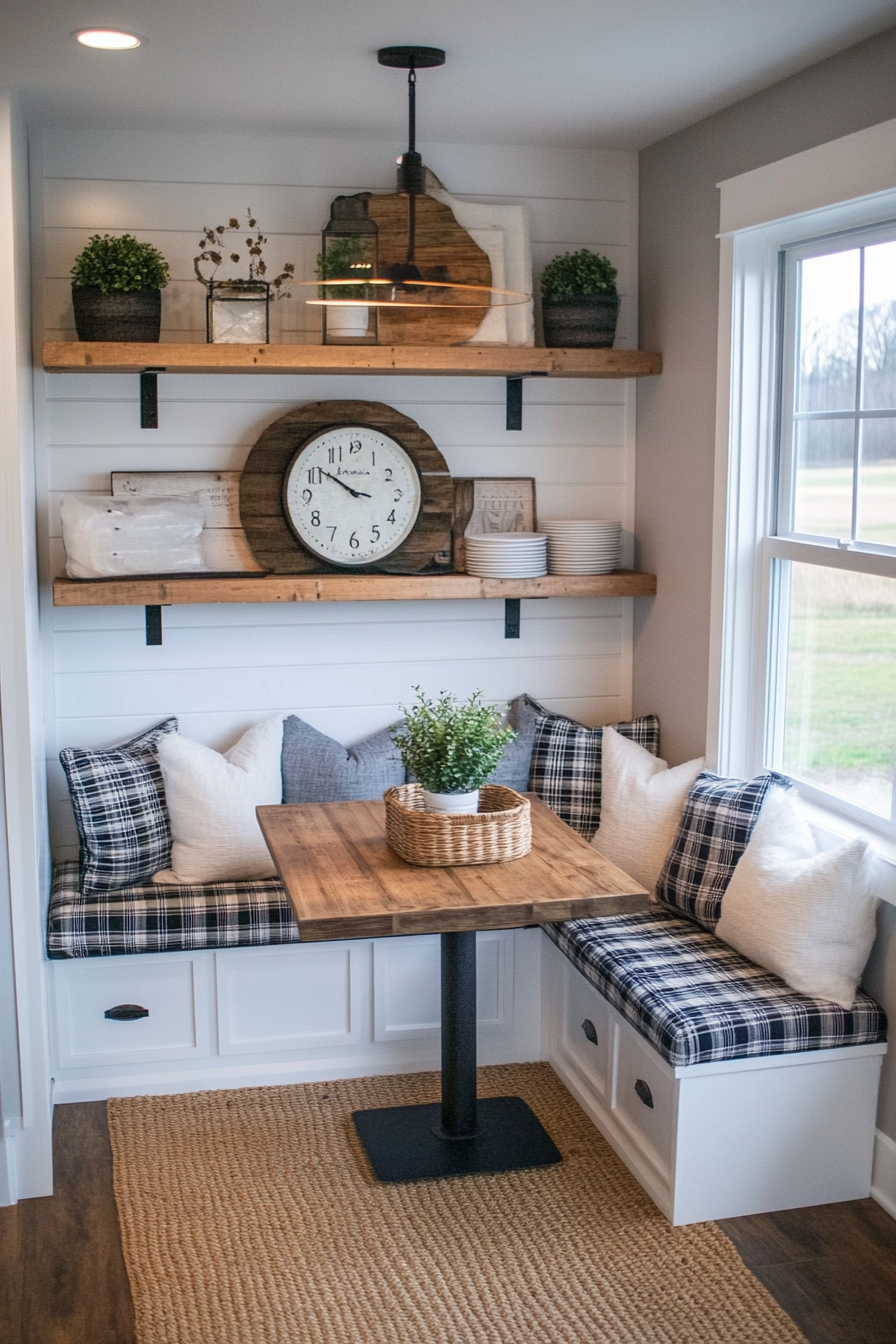 Cozy corner breakfast nook with built-in seating.