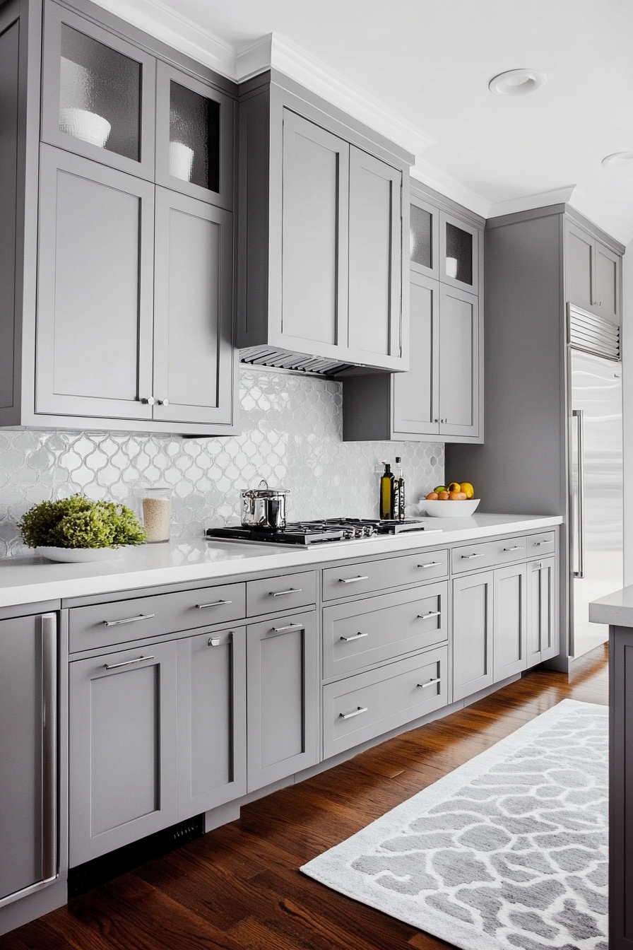 Metallic gray kitchen with shimmering details