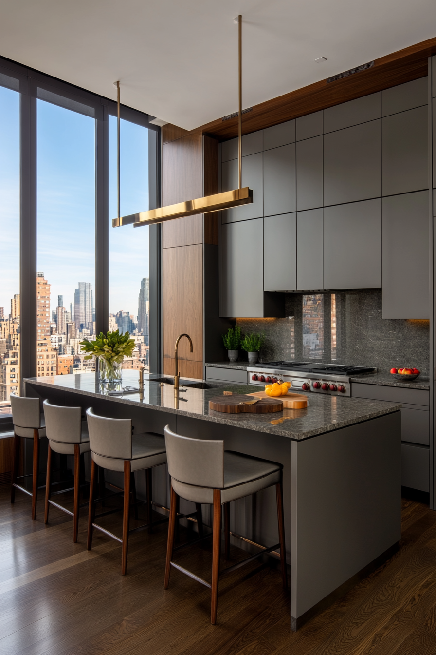 Minimalist gray kitchen with sleek hidden storage