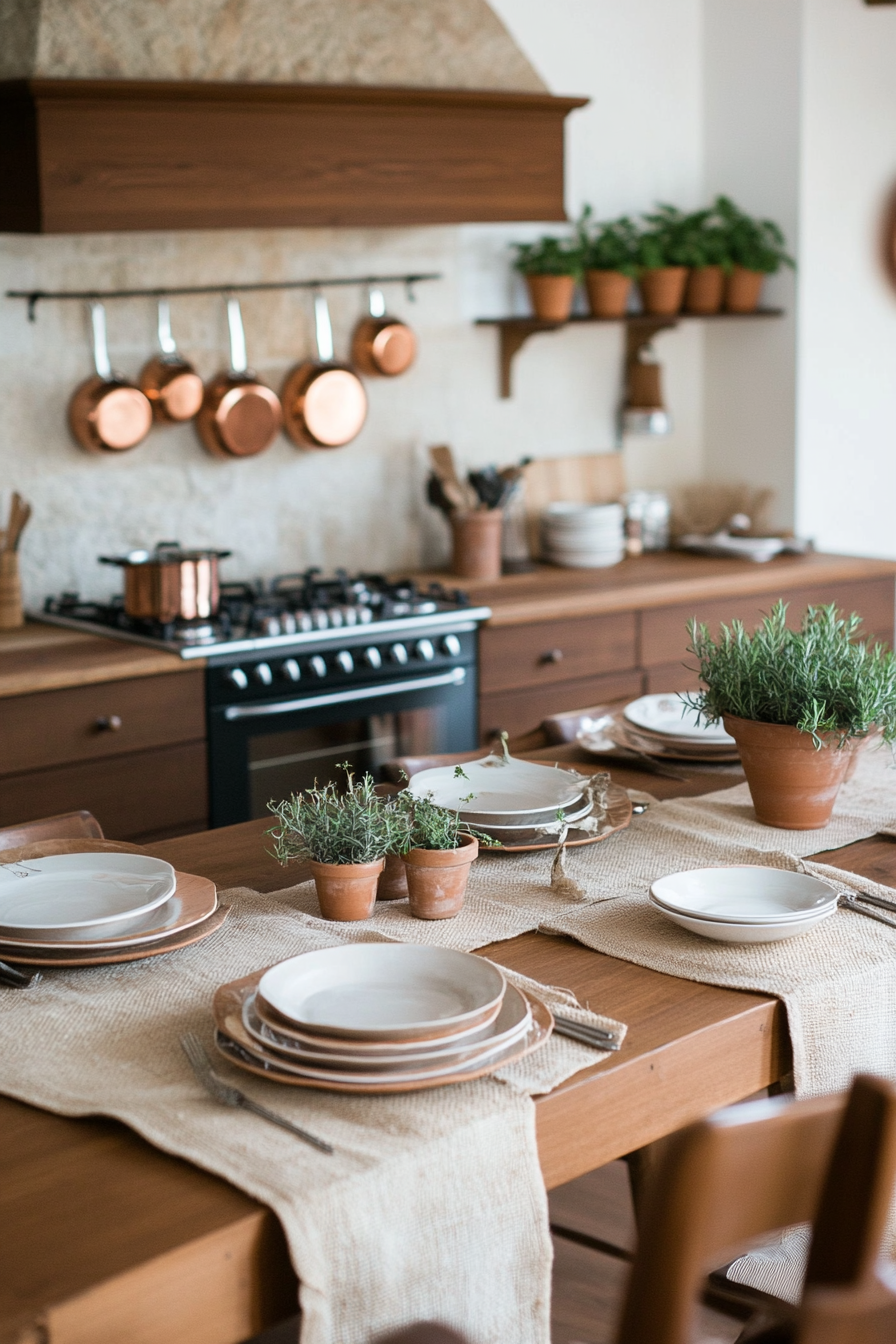 Rustic kitchens feature reclaimed wood and earthy tones.