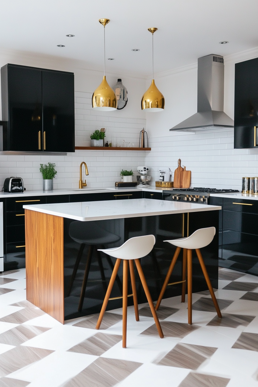 High-gloss finishes enhance bold contrast palettes.