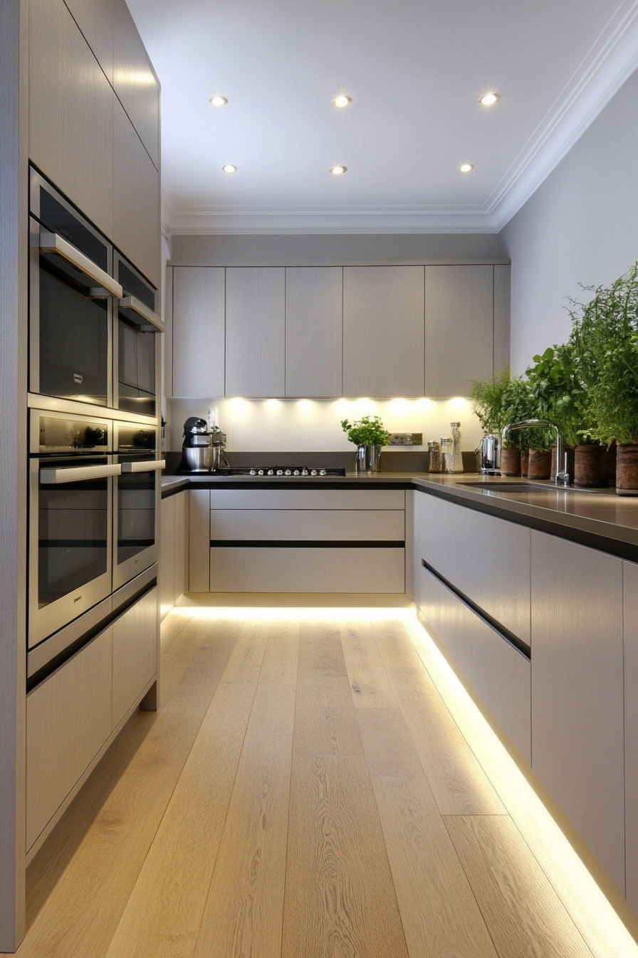 Bright under-cabinet lighting in small kitchen