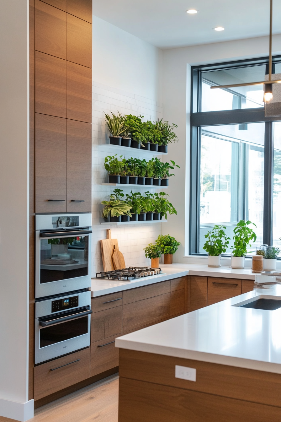String of Pearls and Peperomia in ceramic wall planters