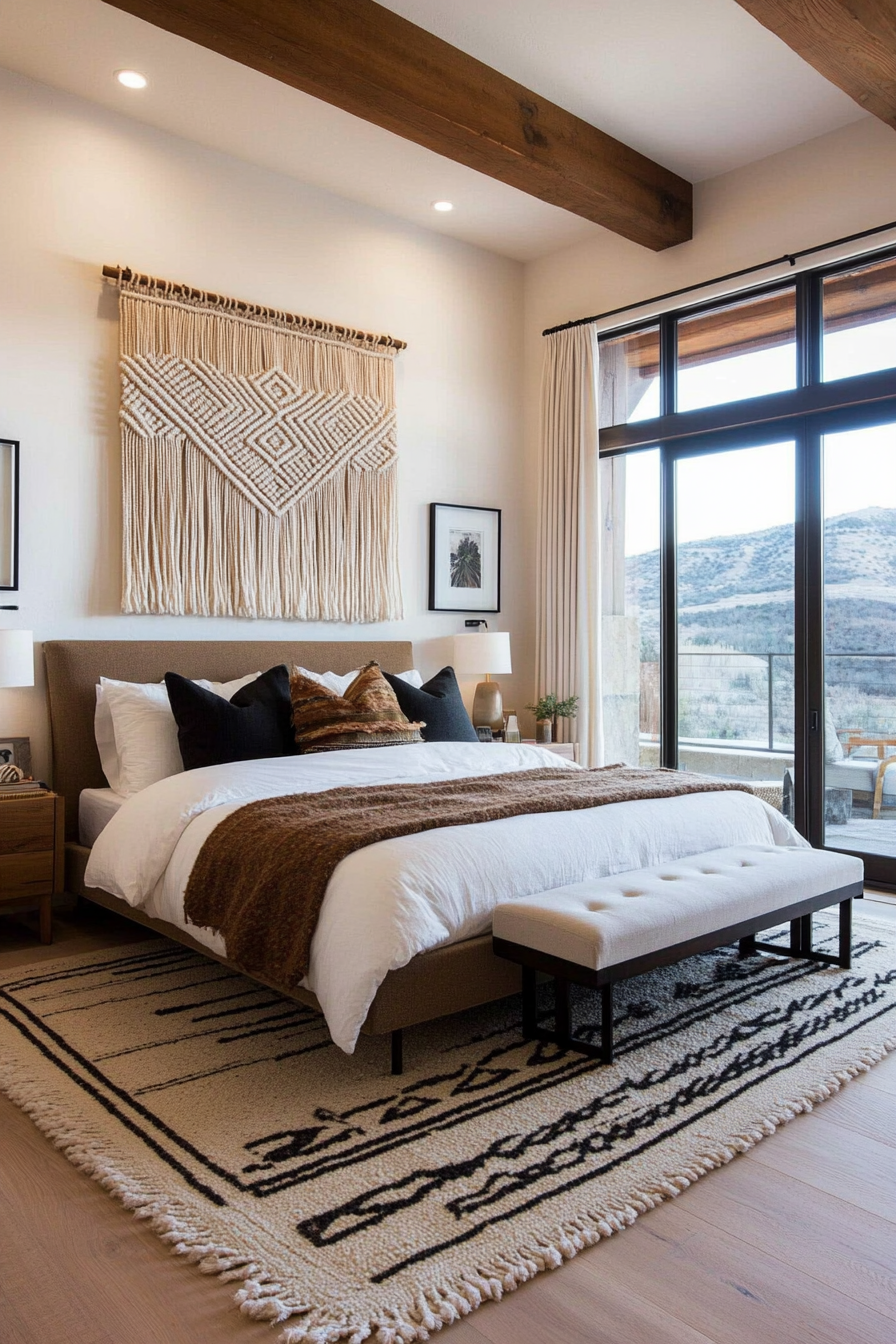 Oversized macramé wall art as a striking focal point