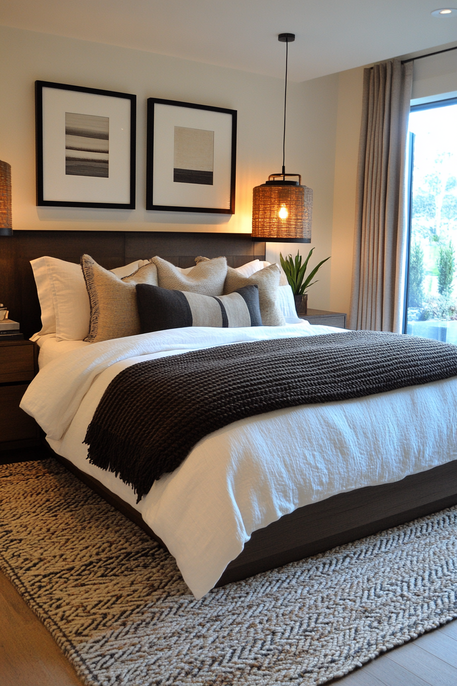 Handwoven cotton bedding in soft earth tones for a cozy organic feel