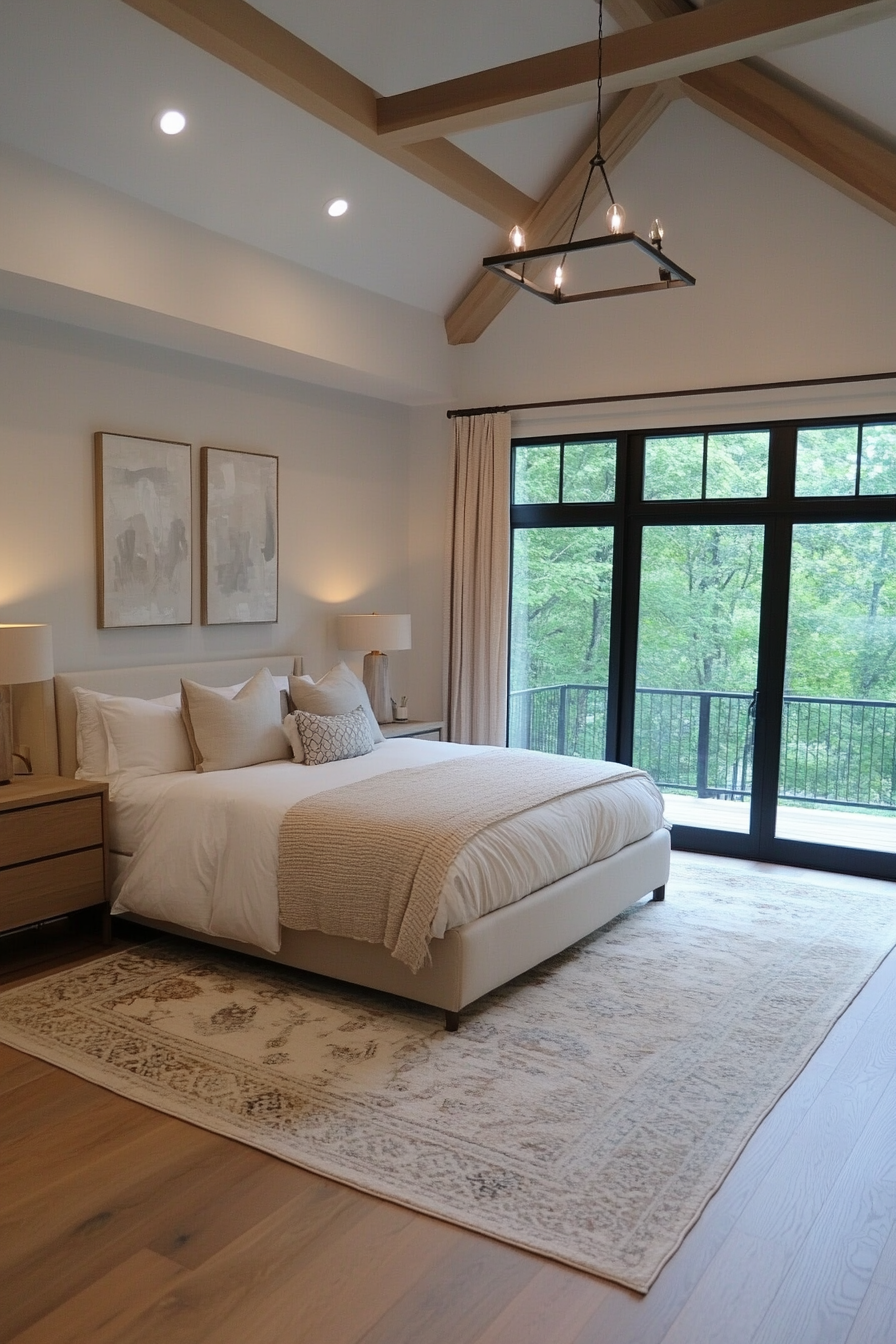 Cream-toned organic cotton area rug softens and brightens the room