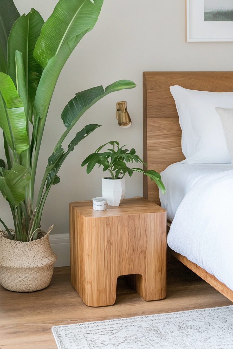 Sustainable bamboo side table with rounded edges