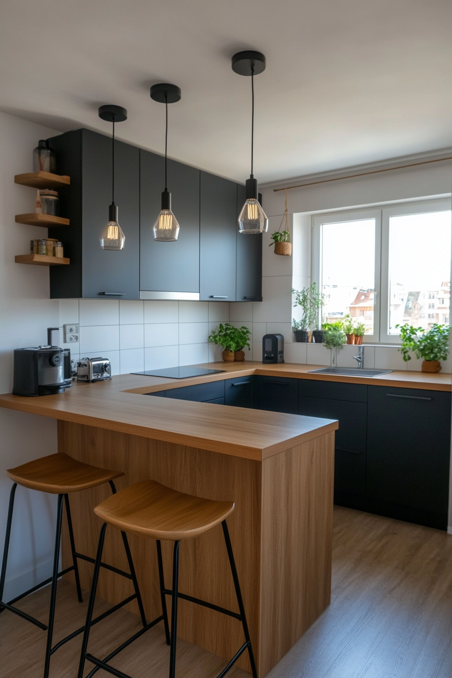 Compact kitchen island with storage and seating