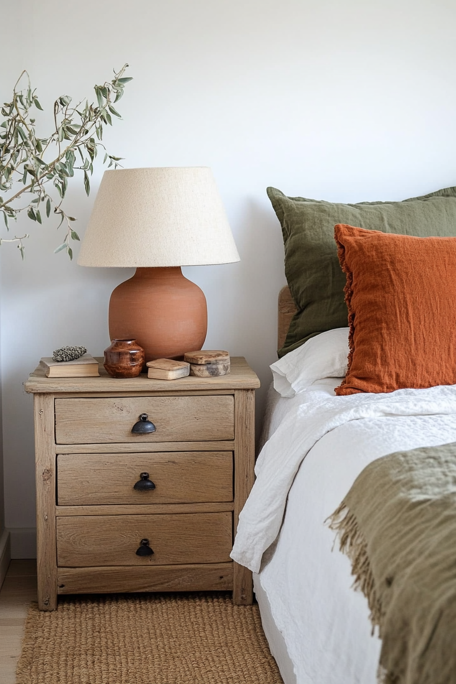 Handmade ceramic lamp with clay base