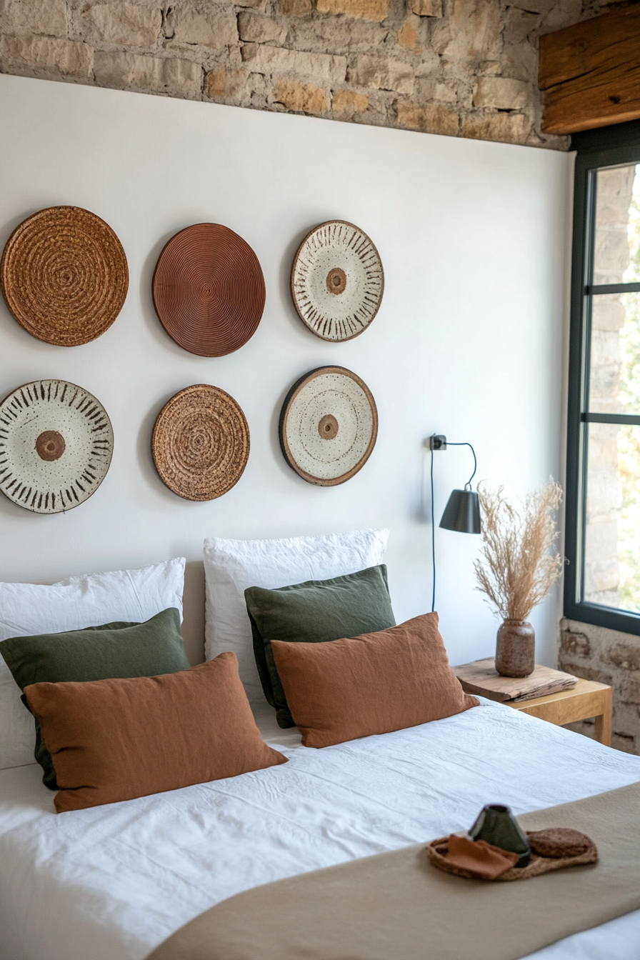 Ceramic wall hangings in earth tones
