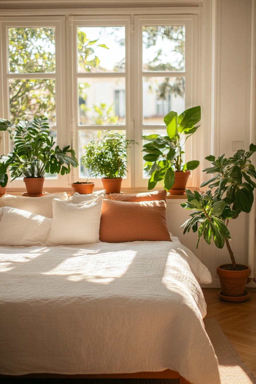 Terracotta plant pots near window