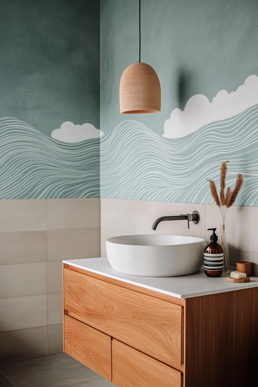Budget-friendly wave-pattern wallpaper alternatives