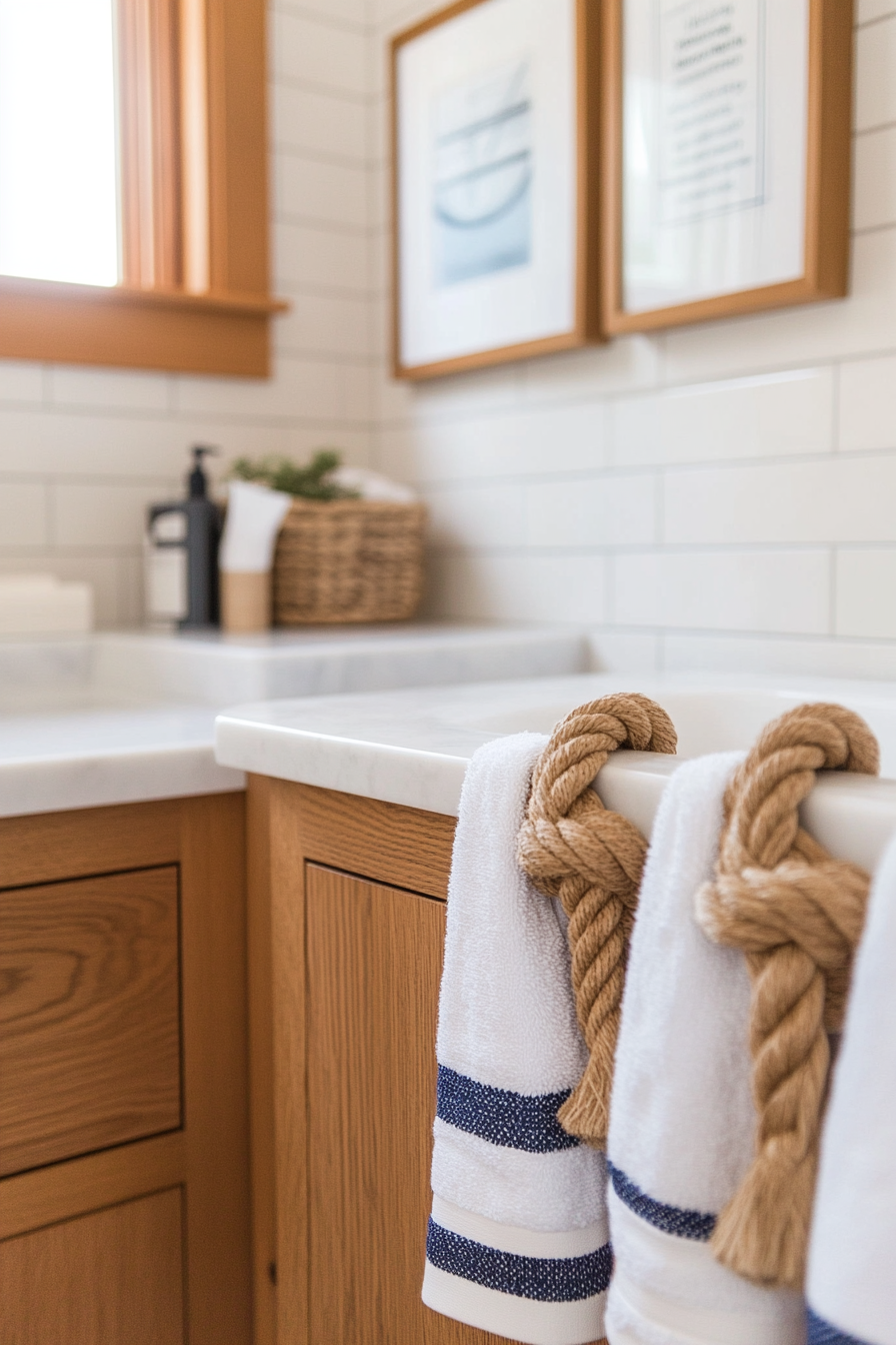 Sailor's knot decor for a nautical bathroom theme