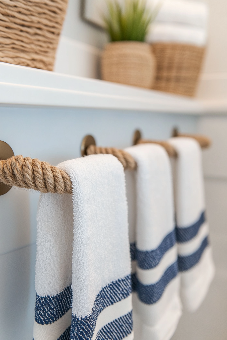 Marine rope towel holders for a nautical touch
