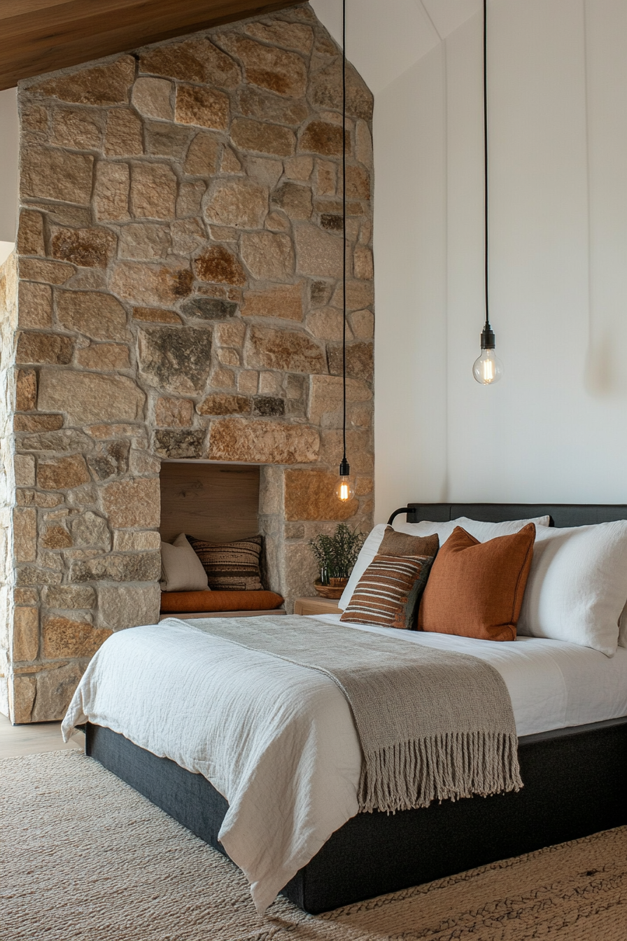 Stone feature wall with terracotta hues