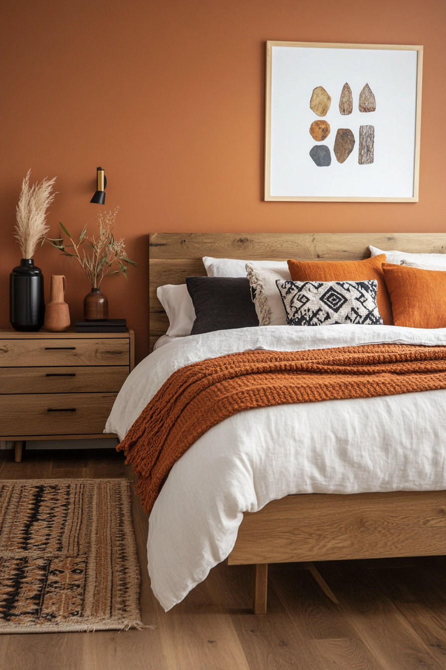 Wooden furniture with earthy mineral tones