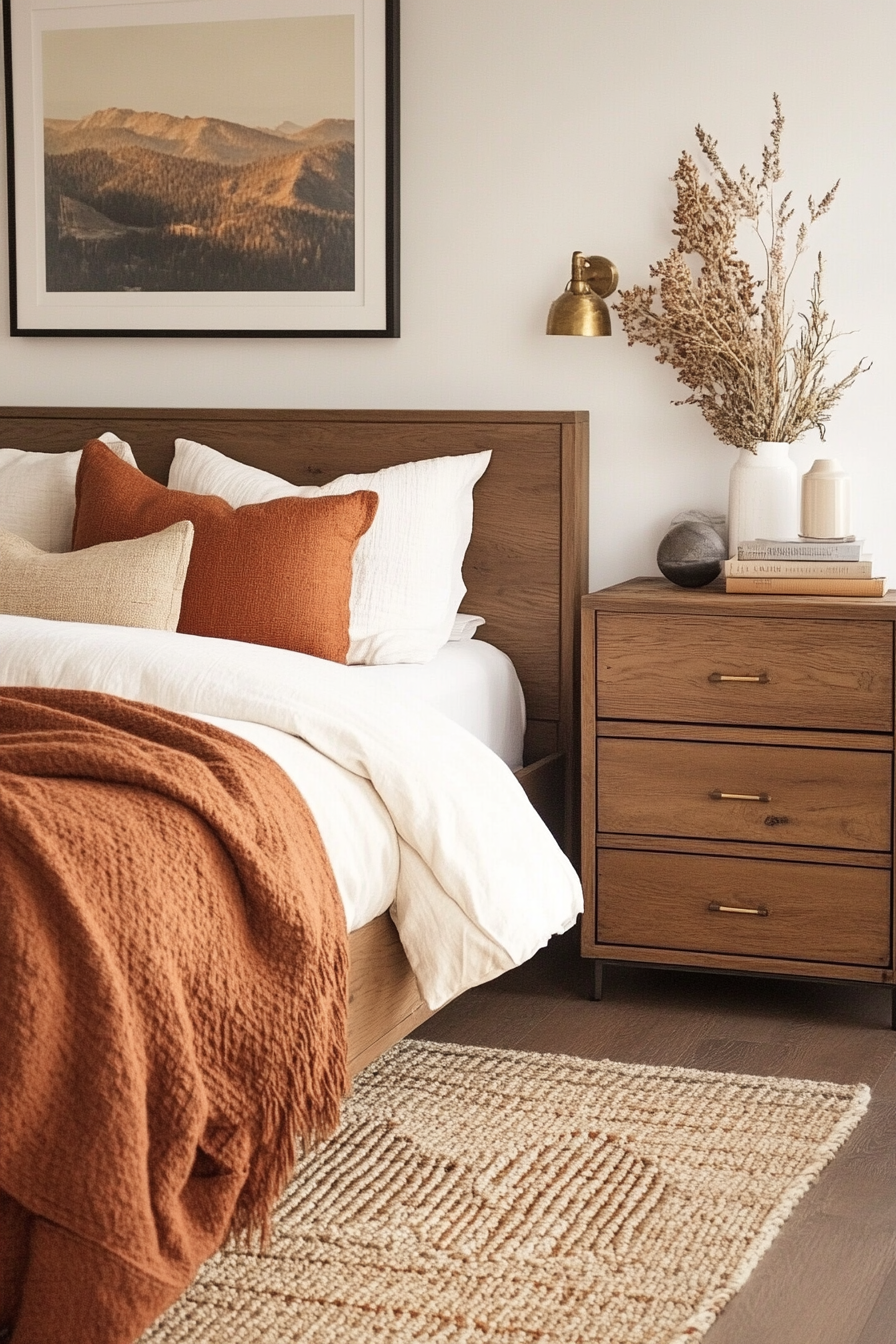 Wooden furniture and mineral color scheme
