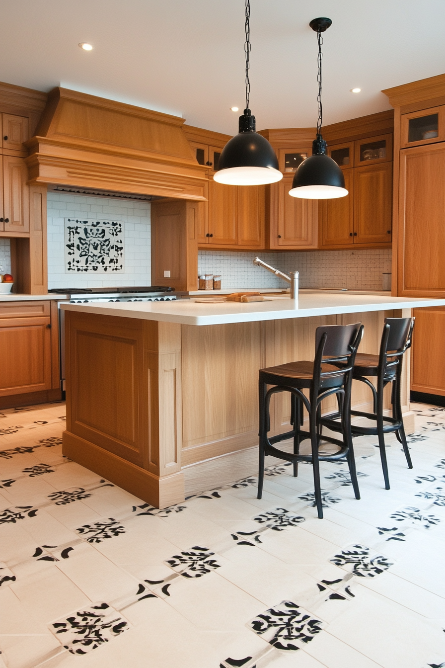Close-up of heritage-inspired patterned tiles