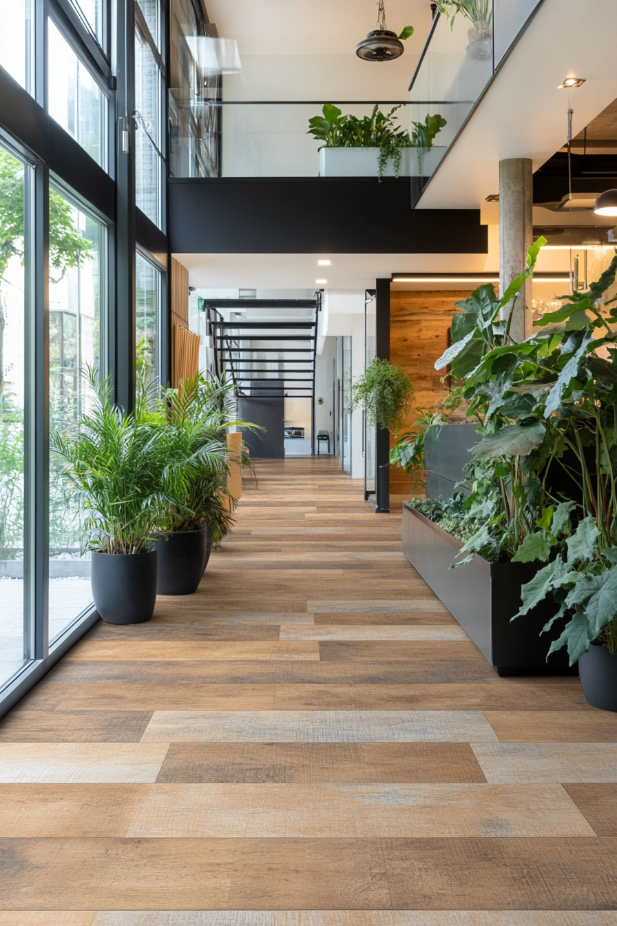 Detailed view of bamboo flooring in a sustainable home
