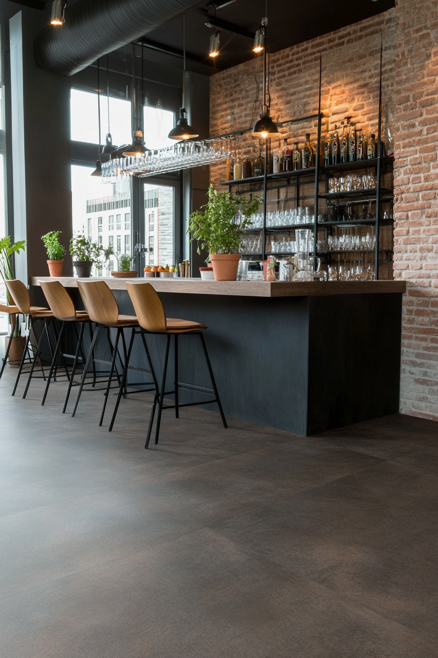 Close-up of concrete-look vinyl flooring with subtle texture
