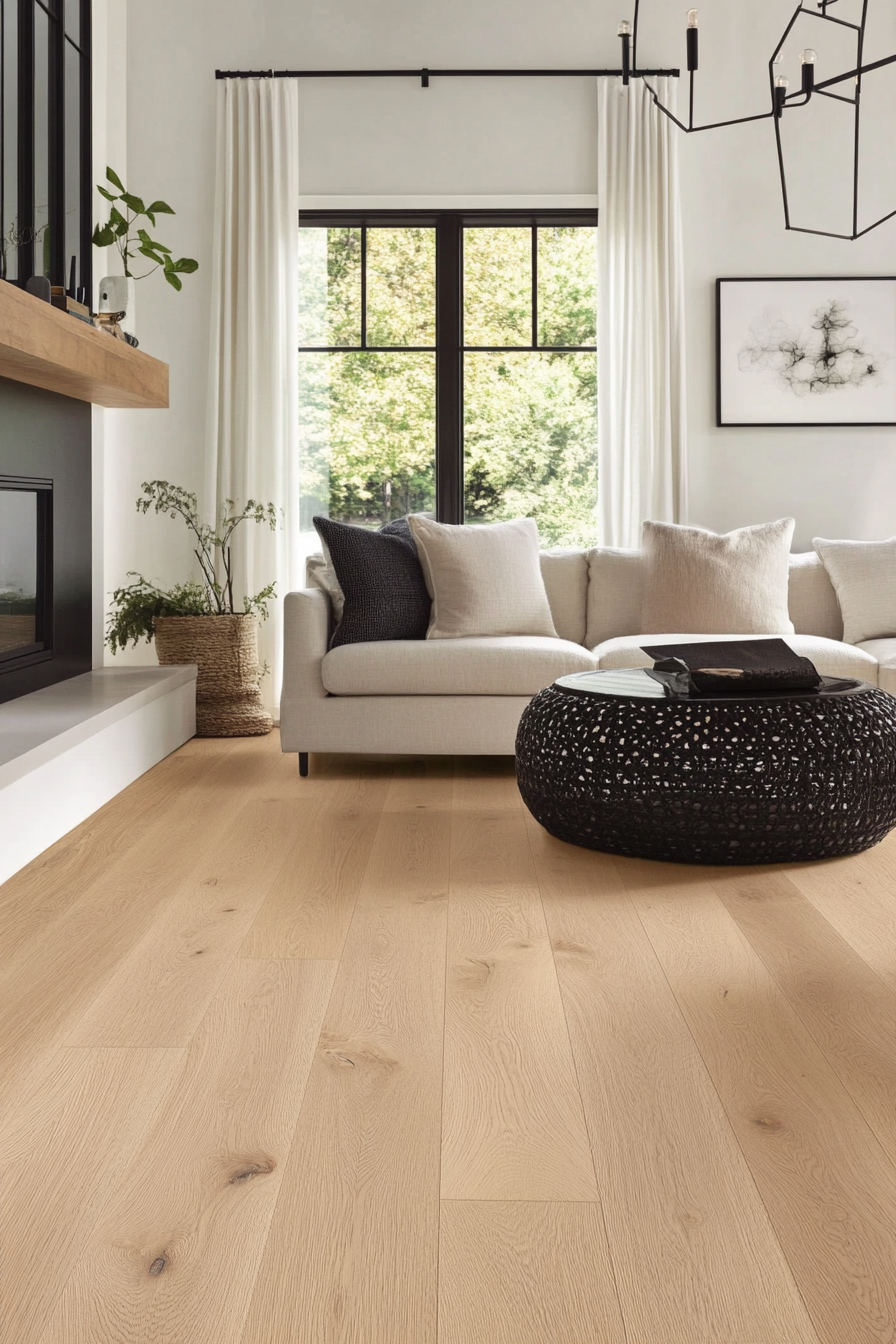 Detailed view of matte finish wood flooring