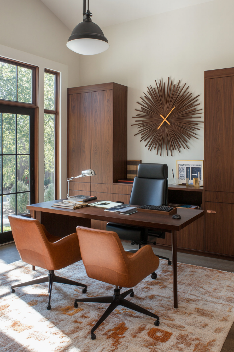 Vintage-inspired mid-century modern clock on wall