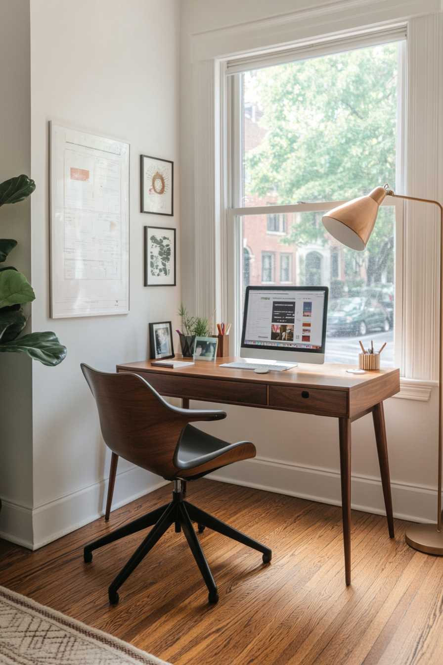 Eames-inspired chair in a mid-century modern office