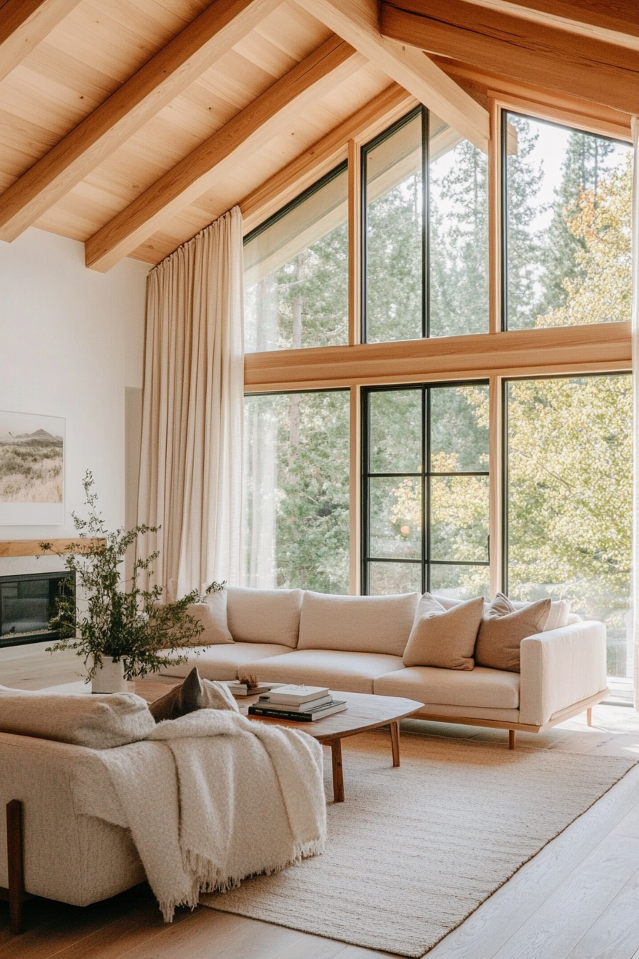 Neutral hemp curtains adding warmth to a living room