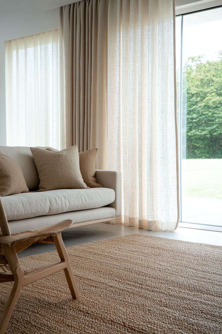 Natural linen upholstery in a modern living room