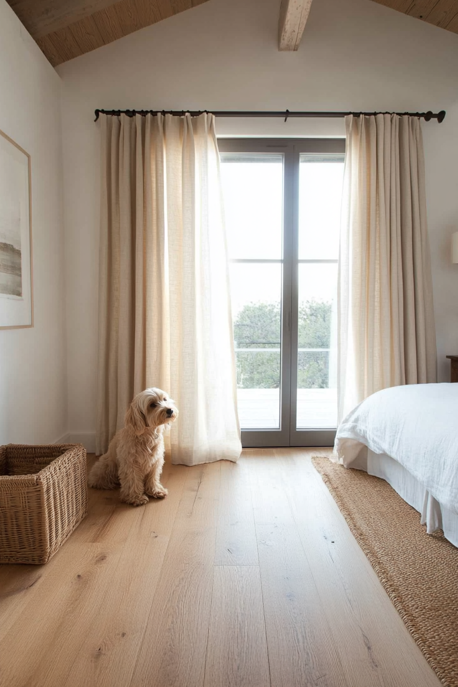 Linen curtains for soft, diffused light