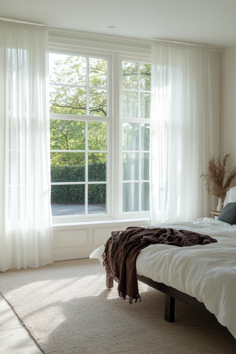 Natural light maximized with sheer whites