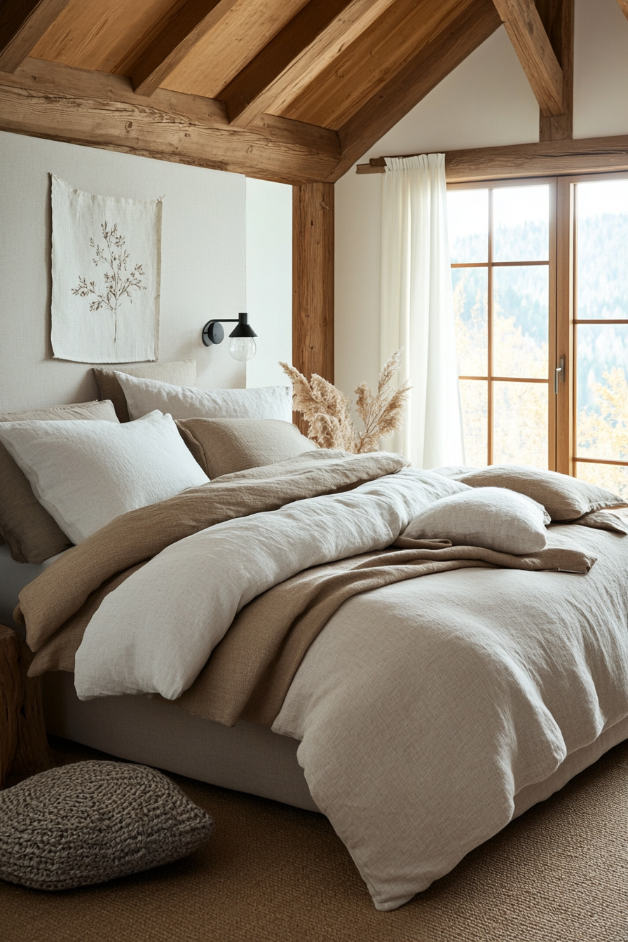 Neutral tones with textured organic bedding